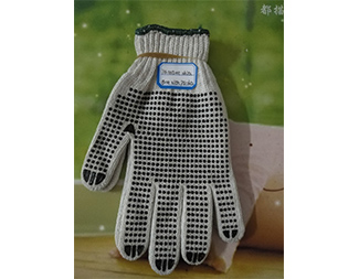 Specifications of 7G nature white black PVC dotted working gloves